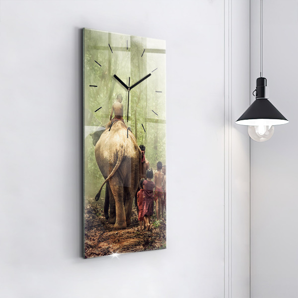 Horloge murale verticale Enfants conduisant un éléphant