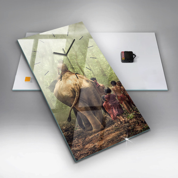 Horloge murale verticale Enfants conduisant un éléphant