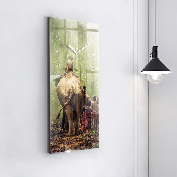 Horloge murale verticale Enfants conduisant un éléphant