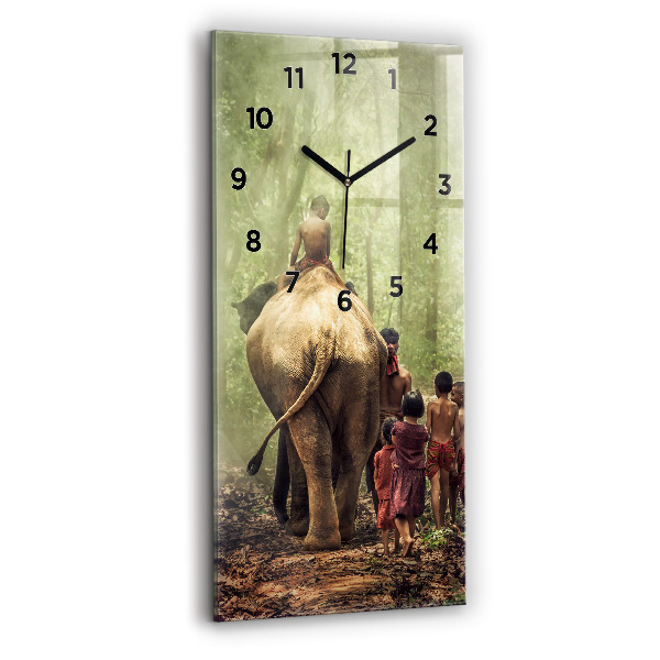 Horloge murale verticale Enfants conduisant un éléphant