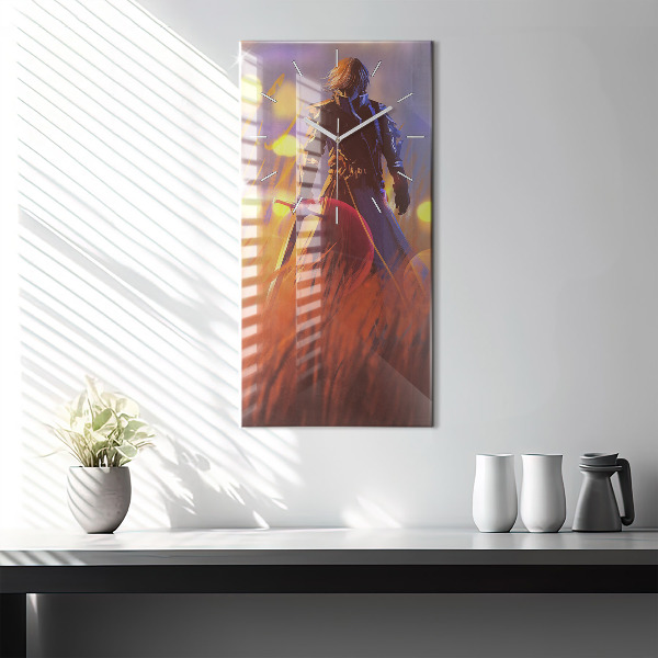 Horloge murale verticale Chevalier avec une épée