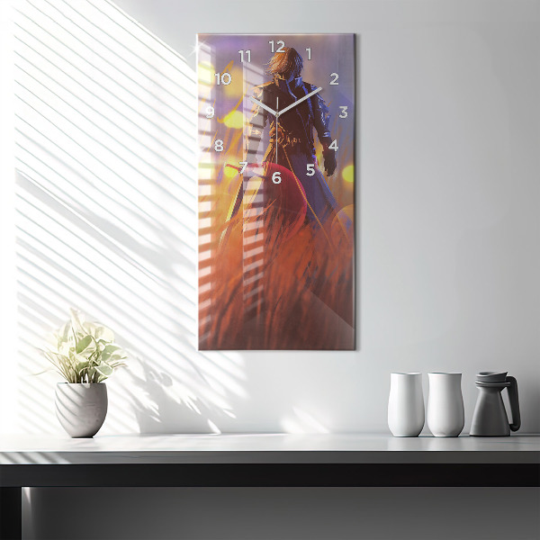 Horloge murale verticale Chevalier avec une épée