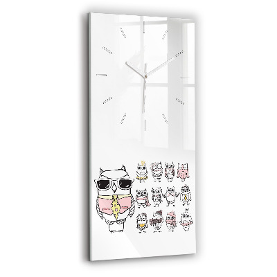 Horloge murale verticale Affiche vintage de hibou