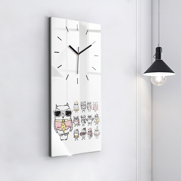 Horloge murale verticale Affiche vintage de hibou