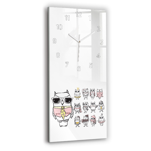Horloge murale verticale Affiche vintage de hibou