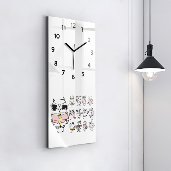 Horloge murale verticale Affiche vintage de hibou