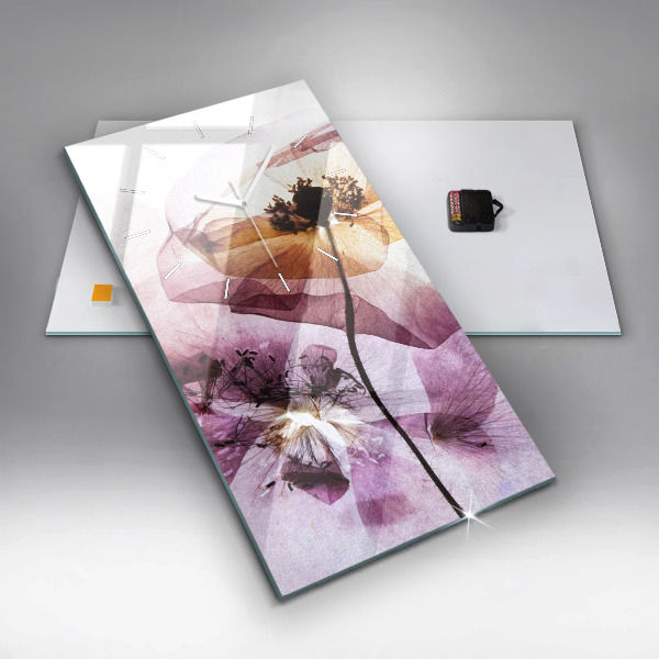 Horloge murale verticale Fleurs de pavot séchées