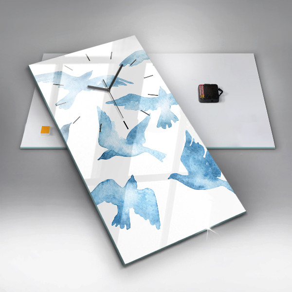 Horloge murale verticale Oiseaux bleus volants