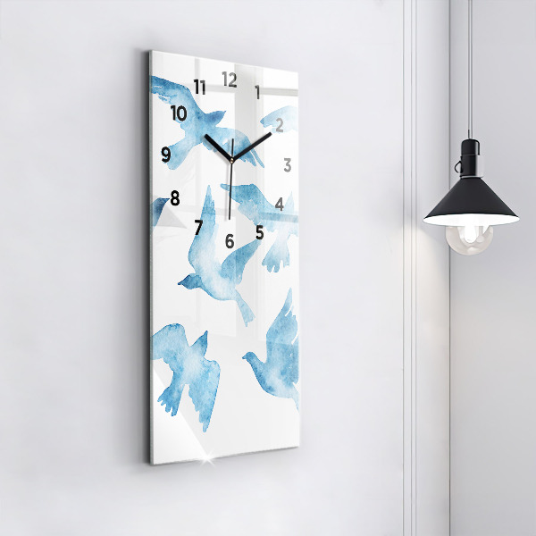 Horloge murale verticale Oiseaux bleus volants