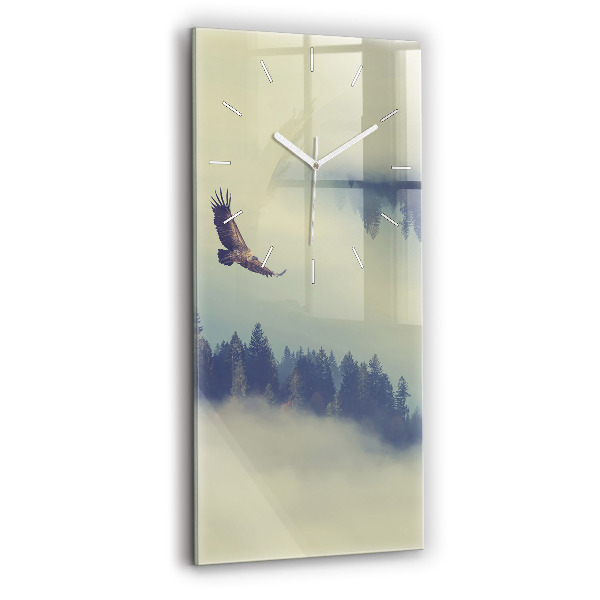 Horloge murale verticale Aigle de la forêt brumeuse