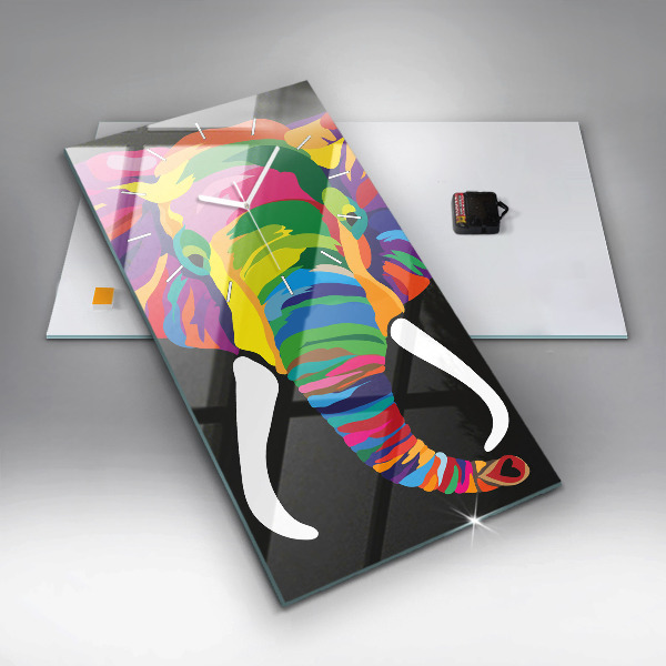 Horloge murale verticale Éléphant coloré