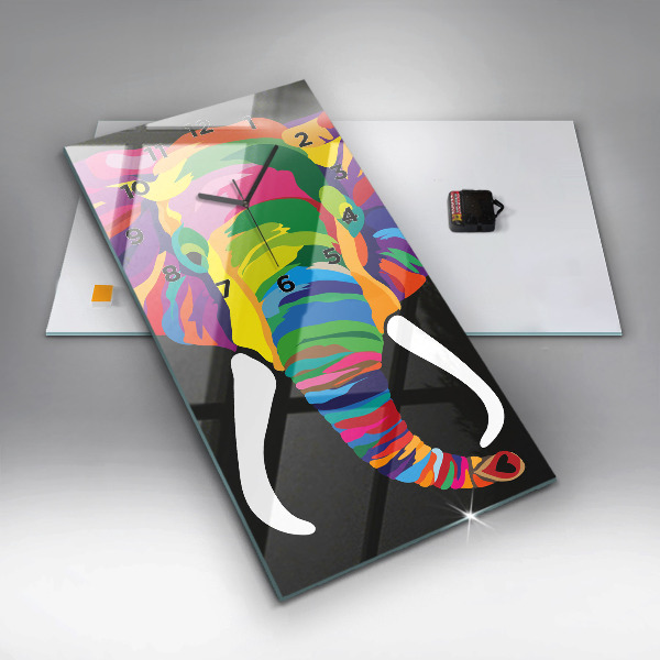 Horloge murale verticale Éléphant coloré