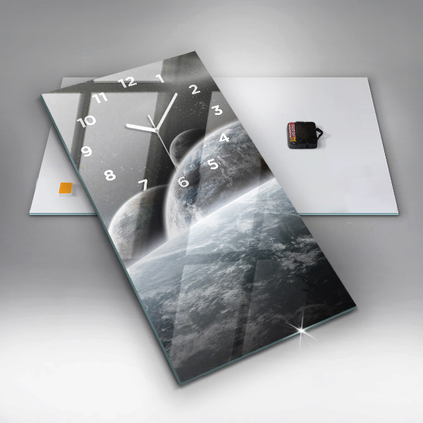 Horloge rectangulaire verticale 'L''espace et les planètes'