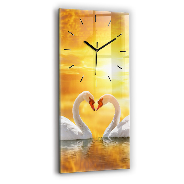 Horloge murale verticale Cygnes amoureux