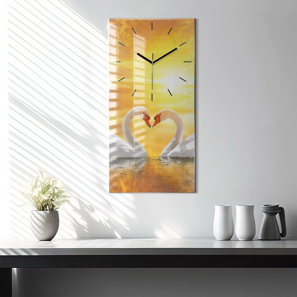 Horloge murale verticale Cygnes amoureux