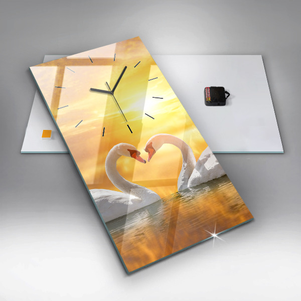 Horloge murale verticale Cygnes amoureux