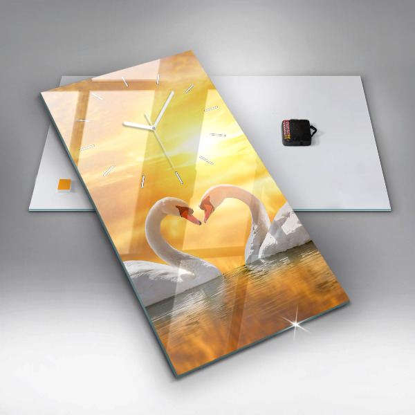 Horloge murale verticale Cygnes amoureux