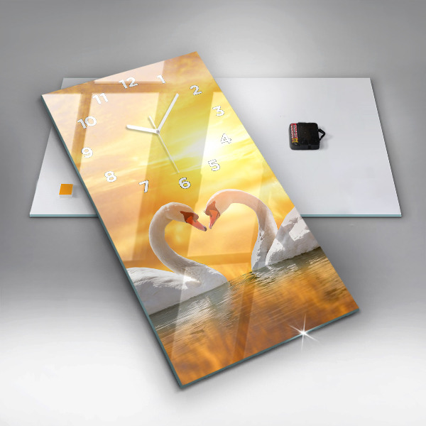 Horloge murale verticale Cygnes amoureux
