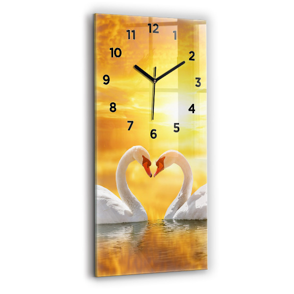 Horloge murale verticale Cygnes amoureux