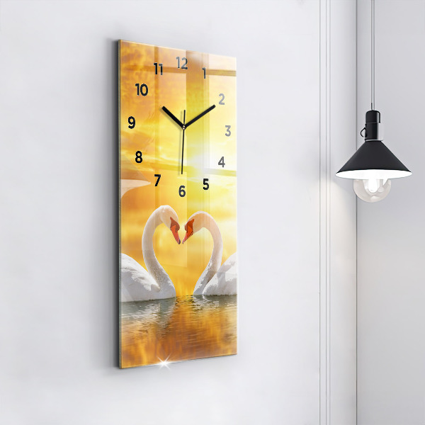 Horloge murale verticale Cygnes amoureux