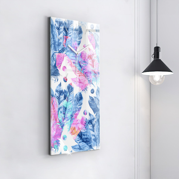 Horloge murale verticale plumes colorées