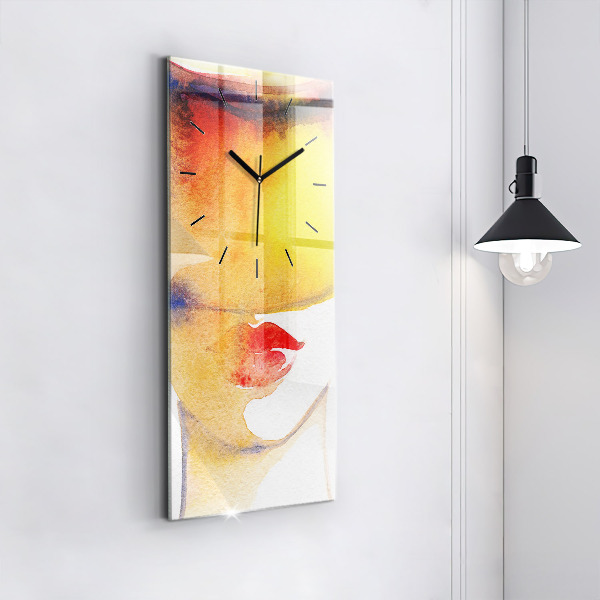 Horloge murale verticale Femme au chapeau