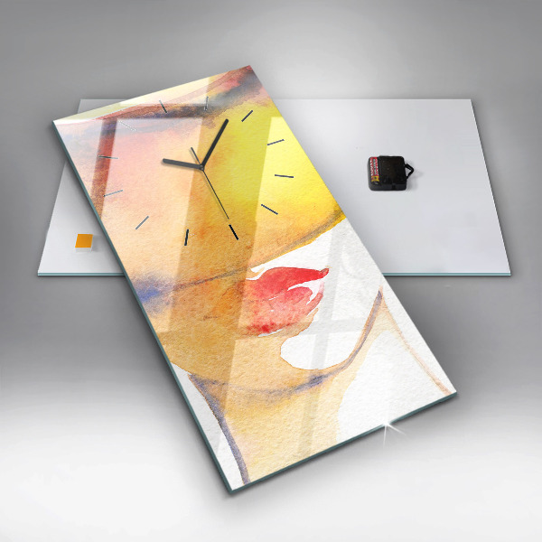 Horloge murale verticale Femme au chapeau