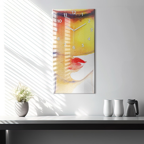 Horloge murale verticale Femme au chapeau