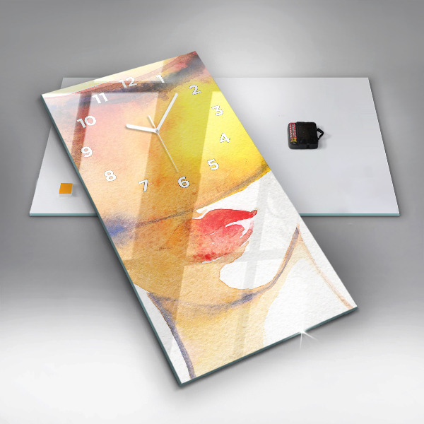 Horloge murale verticale Femme au chapeau