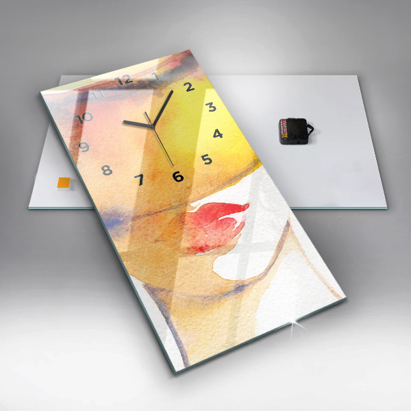 Horloge murale verticale Femme au chapeau