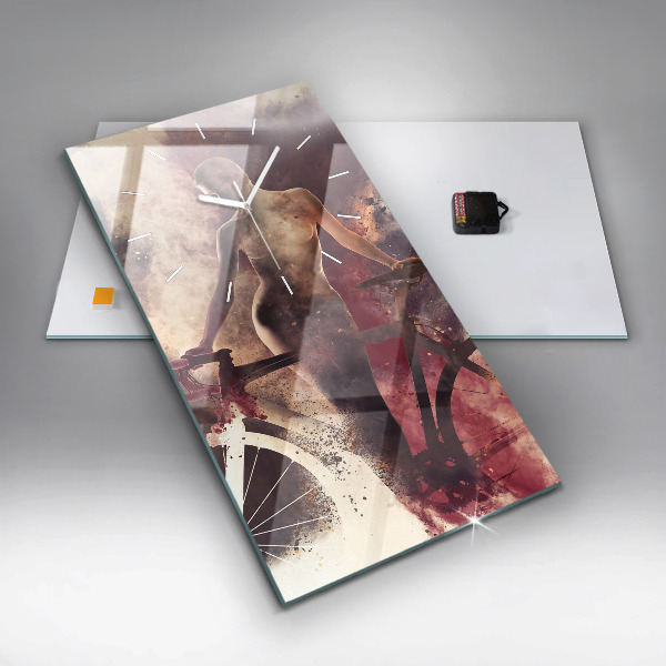 Horloge murale verticale Femme et vélo