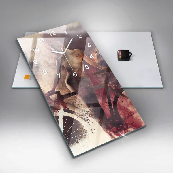 Horloge murale verticale Femme et vélo