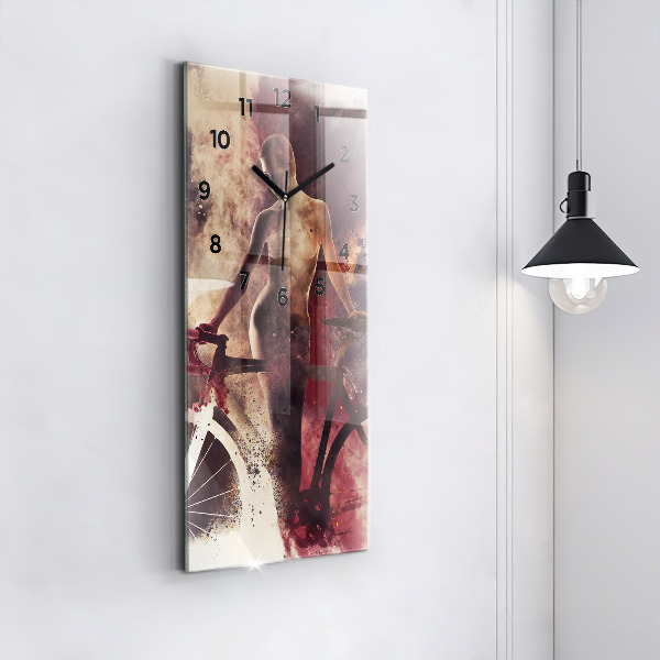 Horloge murale verticale Femme et vélo