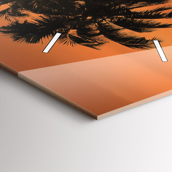 Horloge murale verticale Coucher de soleil et palmiers