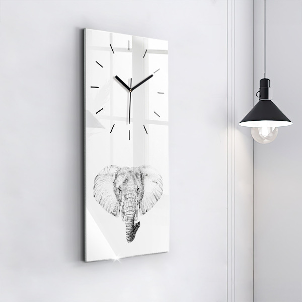 Horloge murale verticale 'Tête d''éléphant graphique'