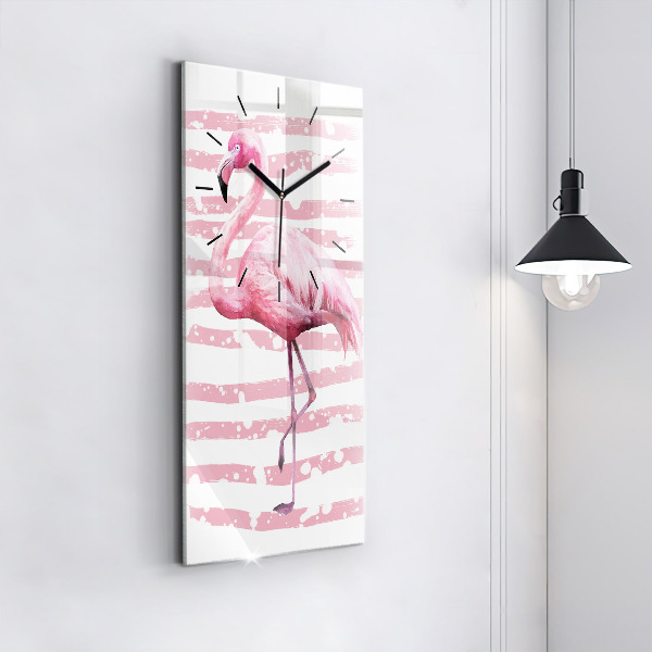 Horloge murale verticale Graphique Flamingo