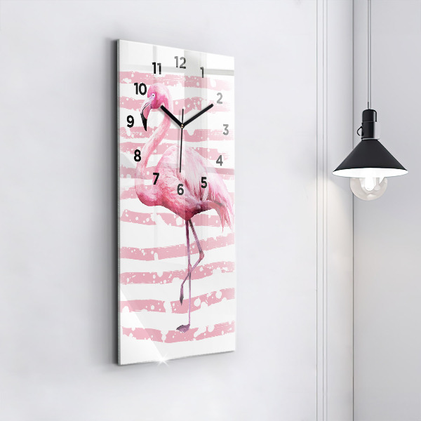 Horloge murale verticale Graphique Flamingo