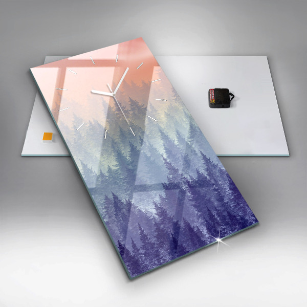 Horloge murale verticale Forêt dans le brouillard