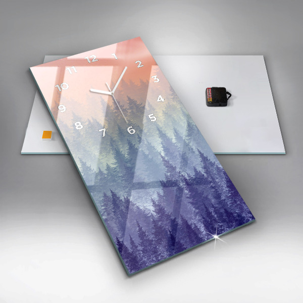 Horloge murale verticale Forêt dans le brouillard