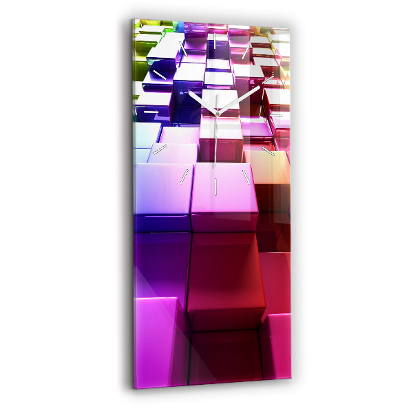 Horloge rectangulaire verticale Cubes colorés