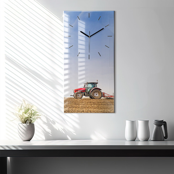 Horloge rectangulaire verticale Un agriculteur sur un tracteur