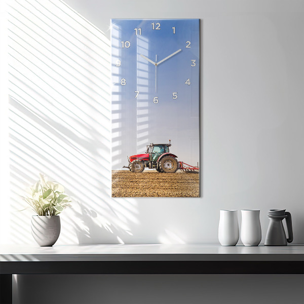Horloge rectangulaire verticale Un agriculteur sur un tracteur