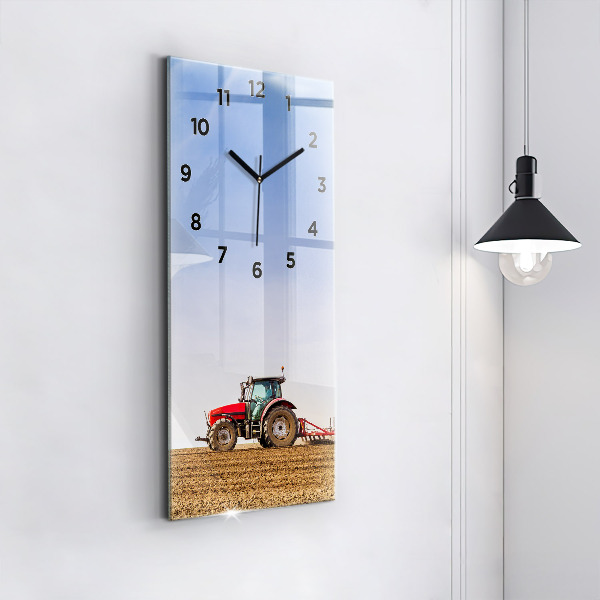 Horloge rectangulaire verticale Un agriculteur sur un tracteur