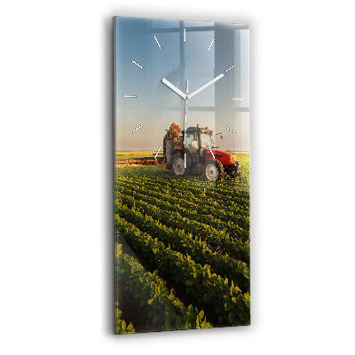 Horloge murale verticale Tracteur dans un champ agricole