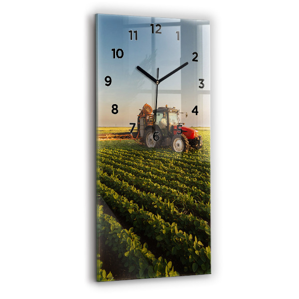 Horloge murale verticale Tracteur dans un champ agricole