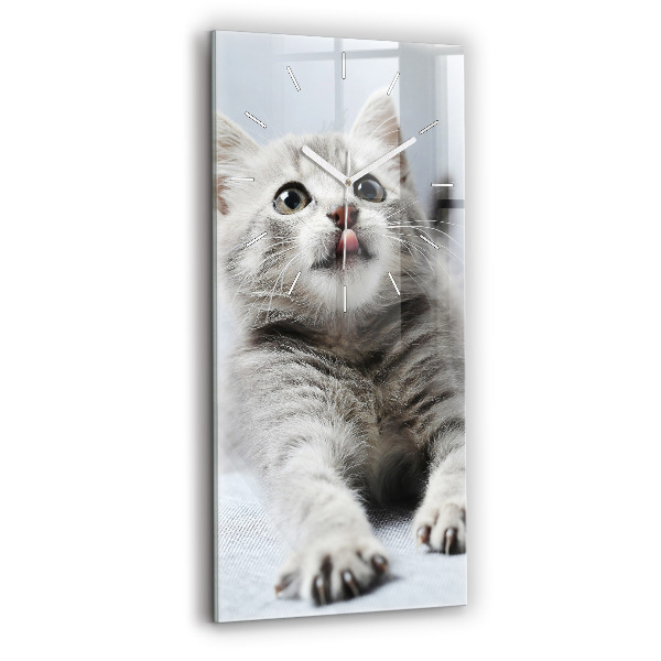 Horloge rectangulaire verticale Chat sur le canapé