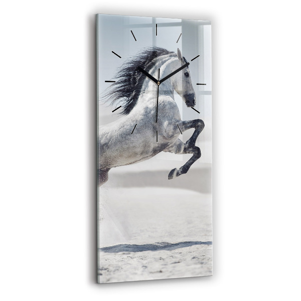 Horloge rectangulaire verticale Cheval blanc au galop