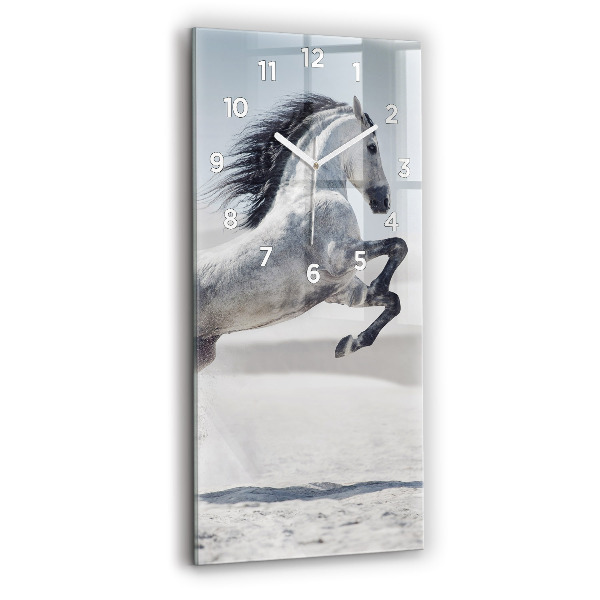 Horloge rectangulaire verticale Cheval blanc au galop