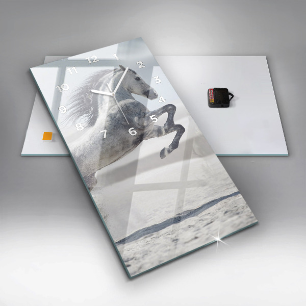 Horloge rectangulaire verticale Cheval blanc au galop