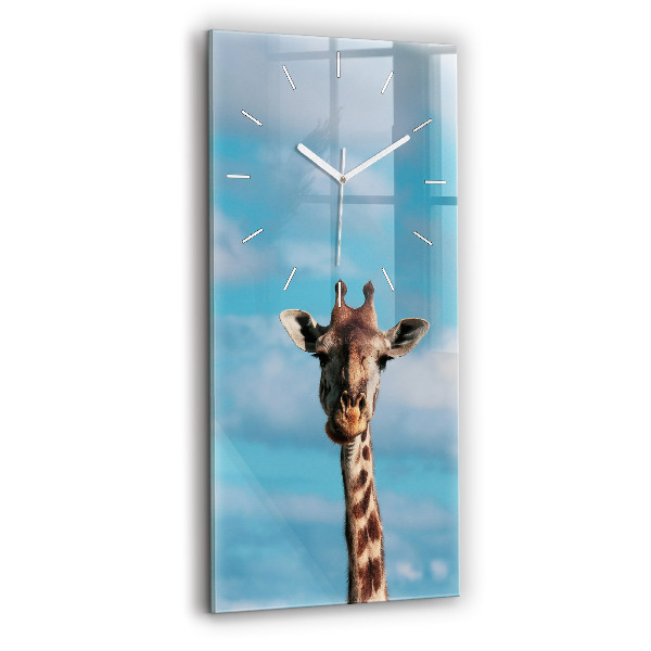 Horloge murale verticale Tête de girafe contre le ciel